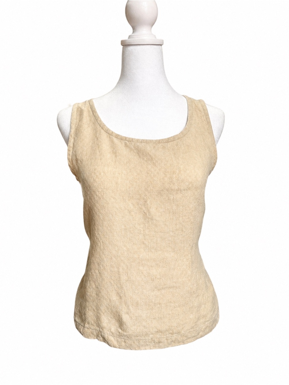 Eileen Fisher Petite 100% Linen Tank Top Beige Sleeveless Minimalist